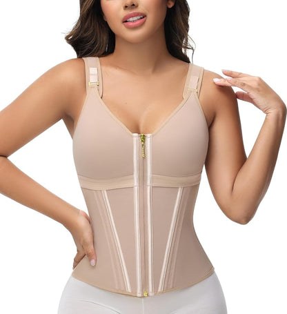 Mesh Belly Contracting And Waist Slimming Three Breasted Corset