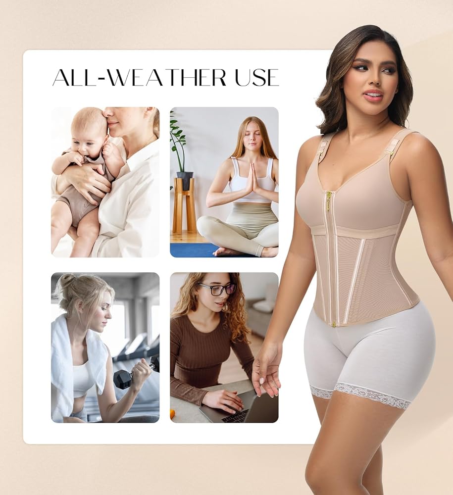 Mesh Belly Contracting And Waist Slimming Three Breasted Corset