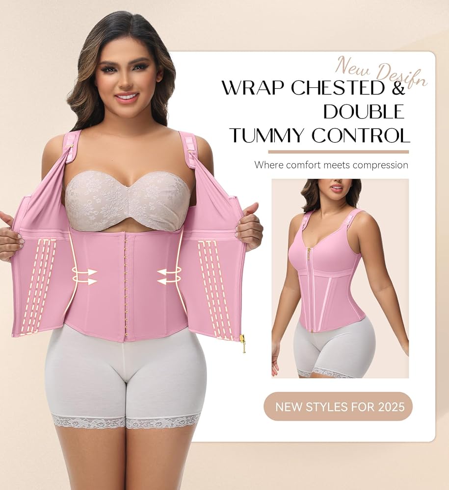 Mesh Belly Contracting And Waist Slimming Three Breasted Corset