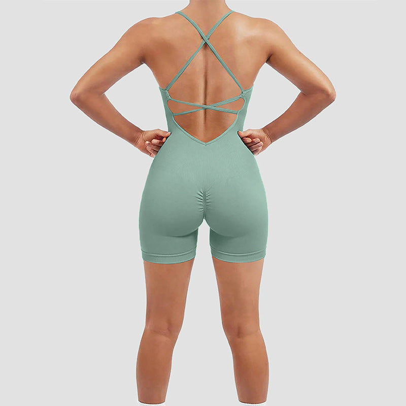 Women's Fashion Seamless Thread Yoga Jumpsuit